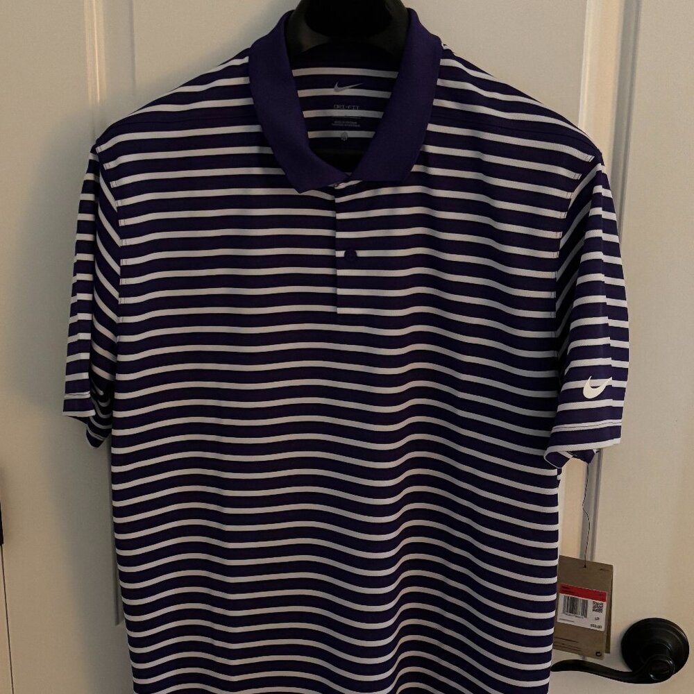 Nike L Victory Single Stripe Purple Dri-Fit SS Polo